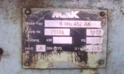 Used Marine Diesel Engine MAK 6M 452 AK for Sale