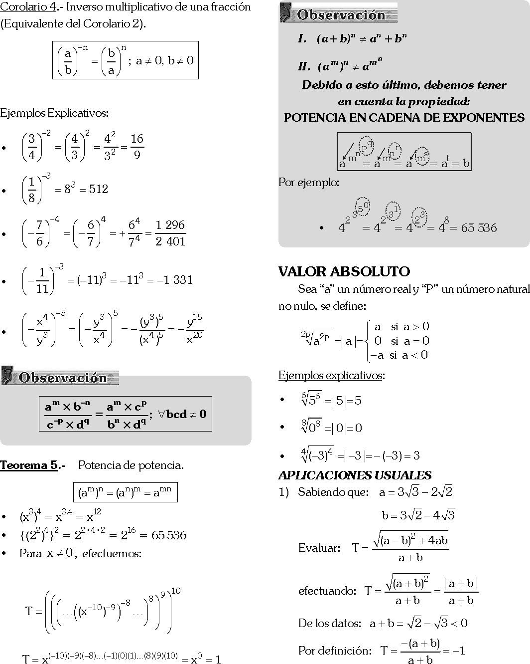 TEORIA DE EXPONENTES EJERCICIOS RESUELTOS PDF