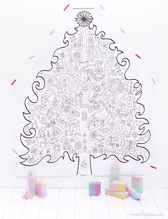 Faça você mesmo: árvore de Natal gigante para colorir — SÓ ESCOLA