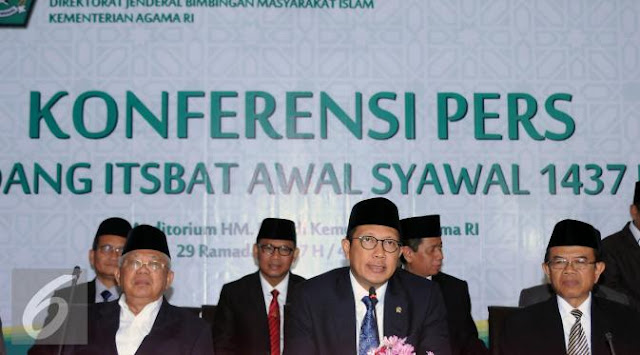 Pemerintah Telah Tetapkan, 1 Syawal 1437 H Jatuh pada Rabu 6 Juli 2016