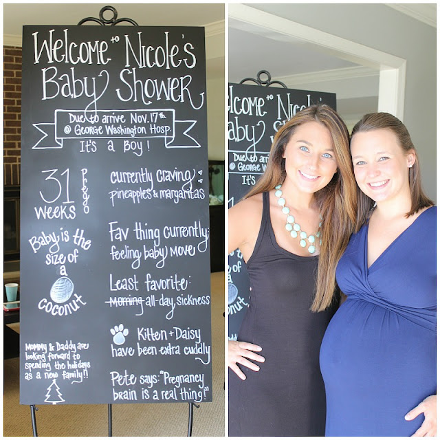 Chalkboard welcome sign for baby shower!