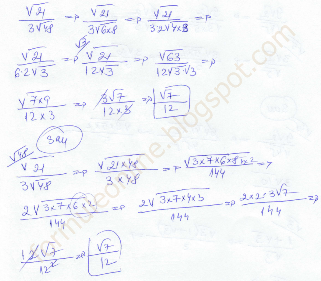Operatii cu radicali clasa a 7a exercitiu rezolvat 19