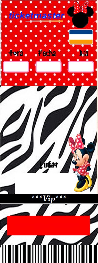Minnie Cebra y Rojo: Etiquetas para Candy Bar para Imprimir Gratis. Etiquetas para Imprimir Gratis de Minnie Cebra y Rojo.