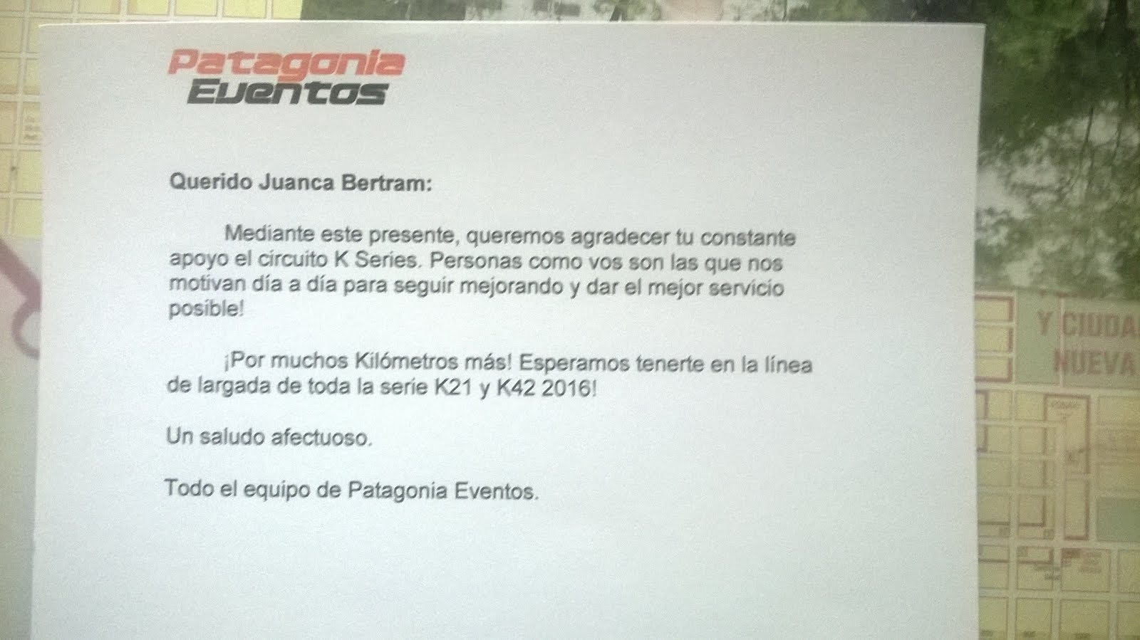 Reconocimiento Patagonia Eventos.