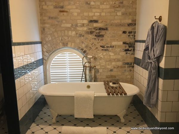 guest room suite bathroom at Hotel Emma in San Antonio, Texas guest room suite bathroom at Hotel Emma in San Antonio, Texas