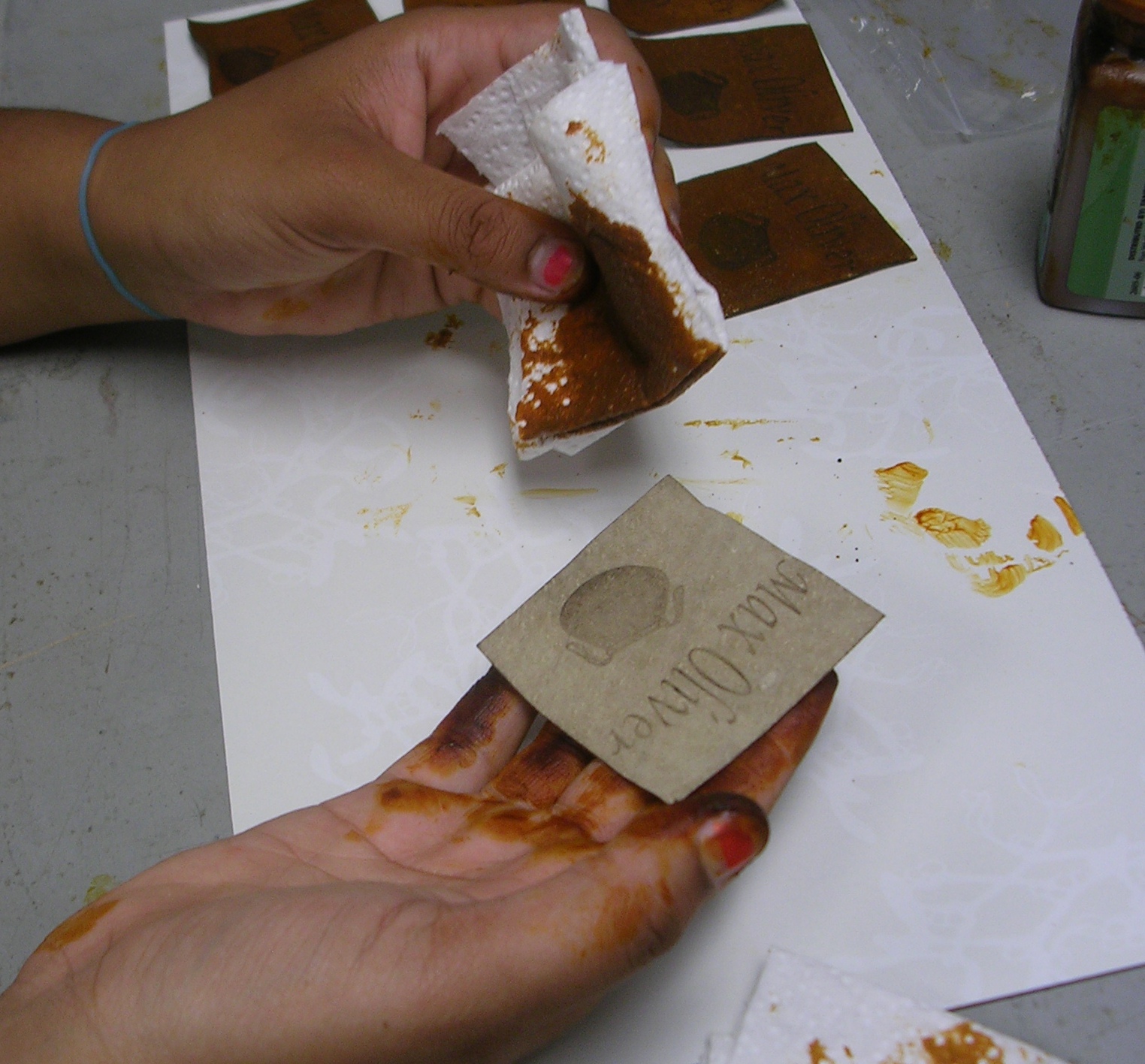 Li Sashay Day Thirteen Custom Dying Leather Labels