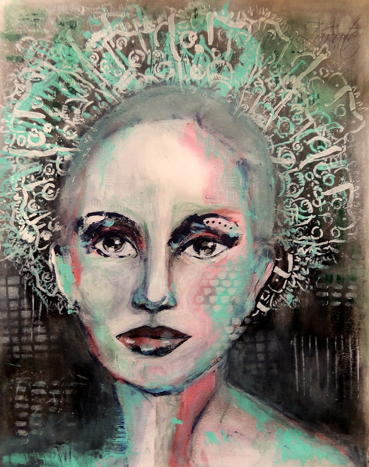 Bolton House More Stenciled faces using Andrea Matus DeMeng's stencil