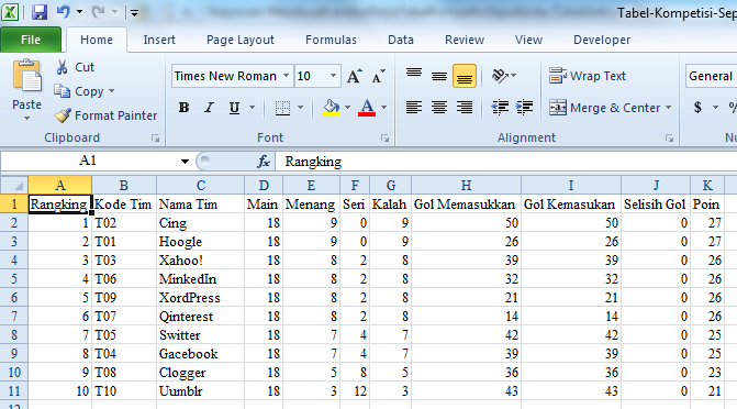 Cara Membuat Jadwal Sepak Bola Di Excel Cara Membuat Jadwal Sepak Bola Di Excel