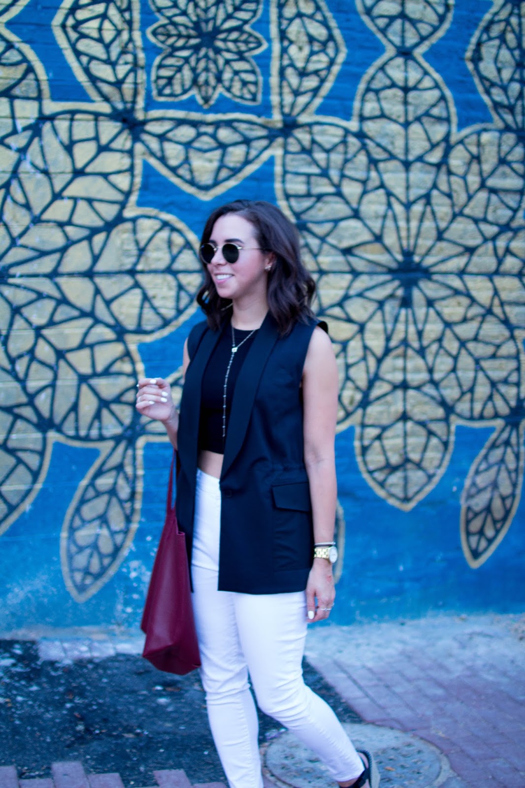 How to style a long black vest. | A.Viza Style | kit ace vest - white denim - joie wedges - cuyana tote - dc blogger