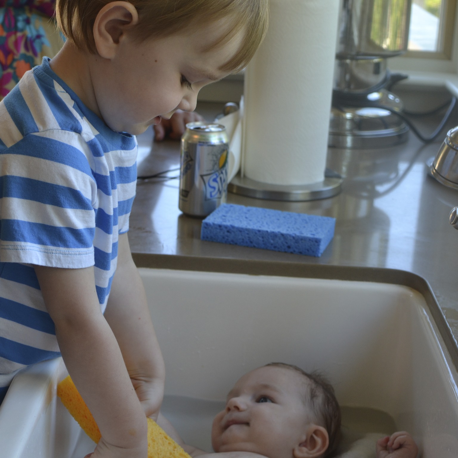 Keeping Up With Caleb and Co. Bath time in a farmer's sink! (9.23.11)