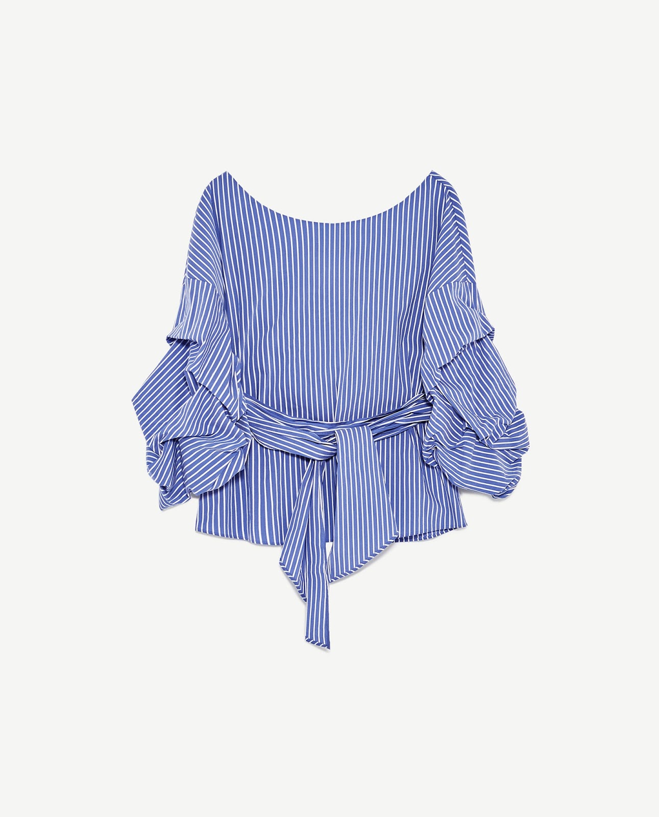 ZARA niebieska koszula w paski ZARA niebieska koszula w paski, falbany, trendy 2017, co kupić na wyprzedaży w Zarze