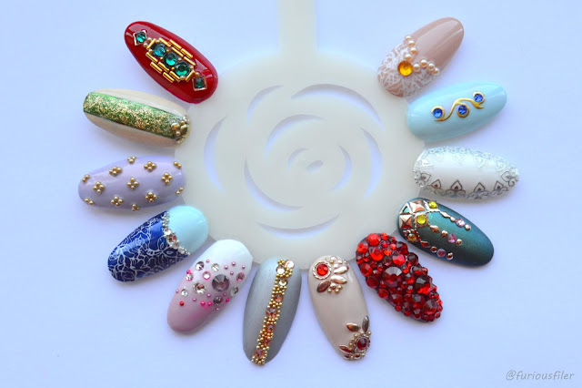 wedding nail art ideas studs beads crystals furious filer