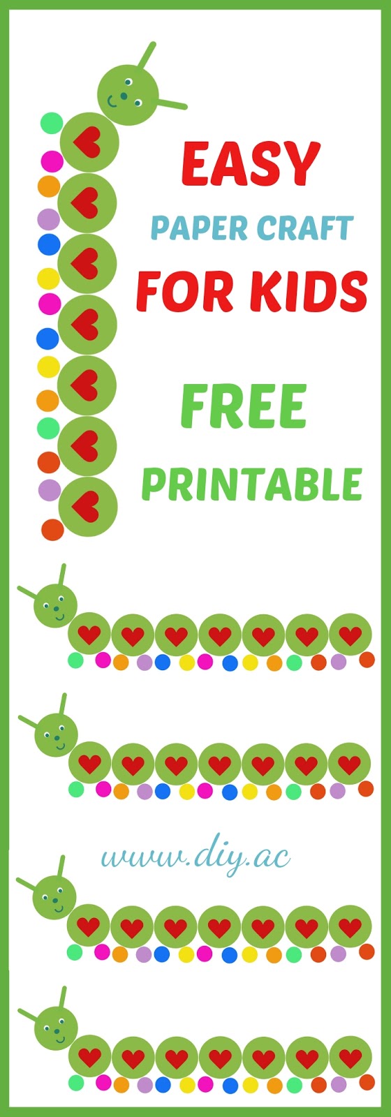 EASY CRAFT FOR KIDS WITH FREE PRINTABLE - THE VERY FRIENDLY CATERPILLAR
