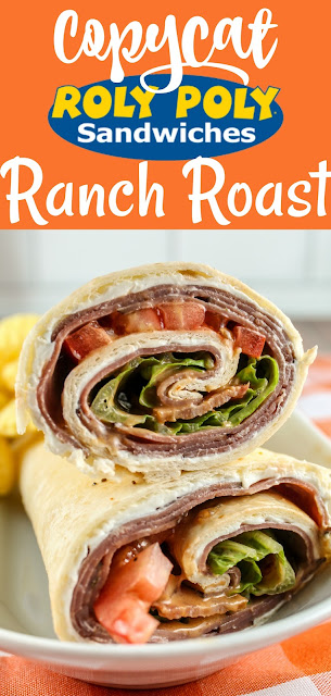 I'm a huge fan of Roly Poly Sandwiches! They're healthy and have so much variety! I've tried so many of them and what I love about this BLT Ranch Roast Beef Wrap is that it's perfect for taking on the go (picnics, parties, etc). #roastbeefwrap #roastbeefsandwich #rolypoly #copycatrecipe