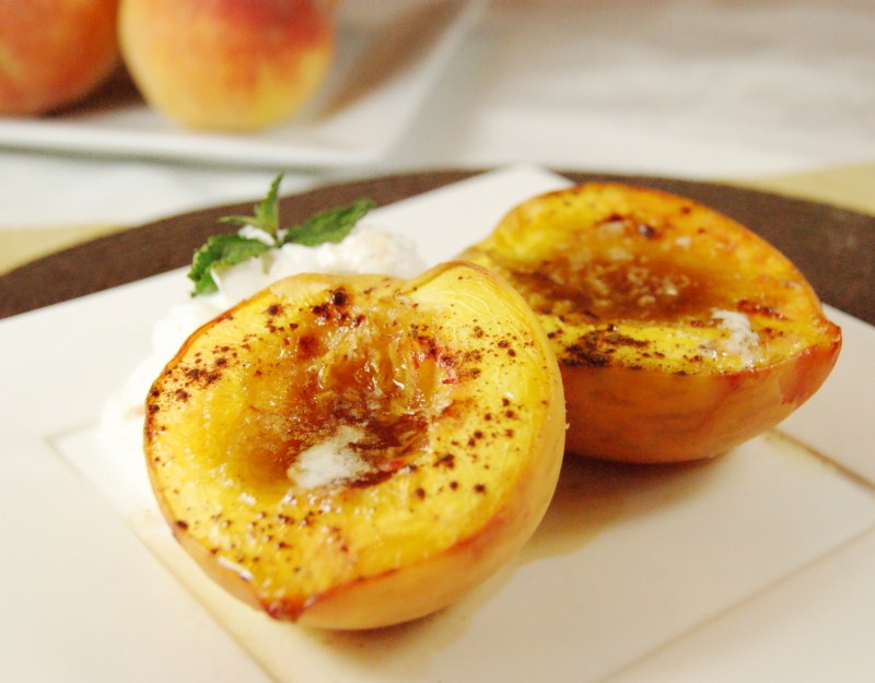 Brown Sugar Baked Peaches a Health{ier} Treat The Kitchen is My