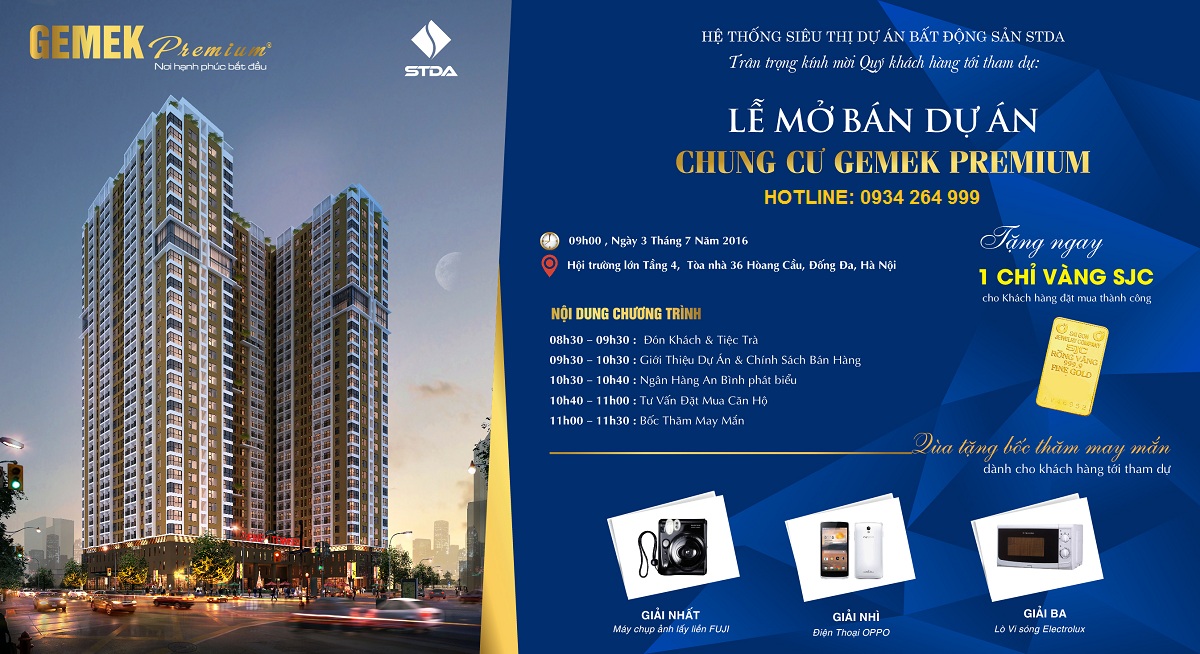 Thư mời dự lễ mở bán chung cư Gemek Premium Thư mời dự lễ mở bán chung cư Gemek Premium