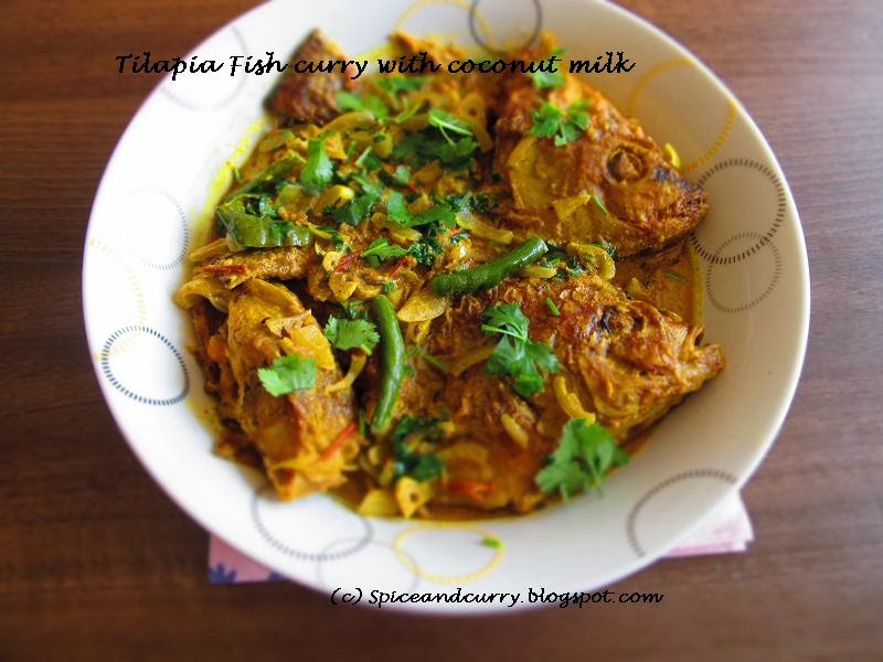 Spice and Curry Tilapia Fish Curry with coconut milk and Sharodiya