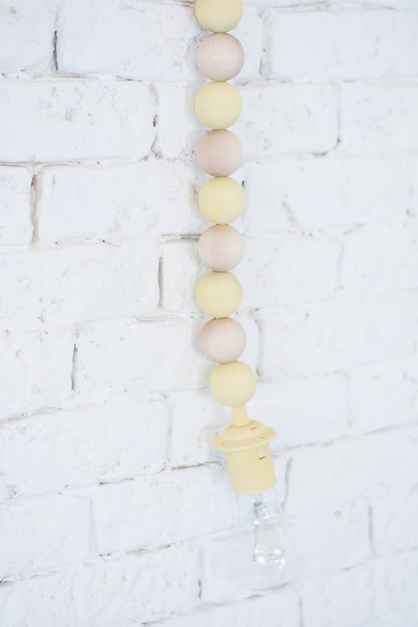 Lámpara bolas madera diy