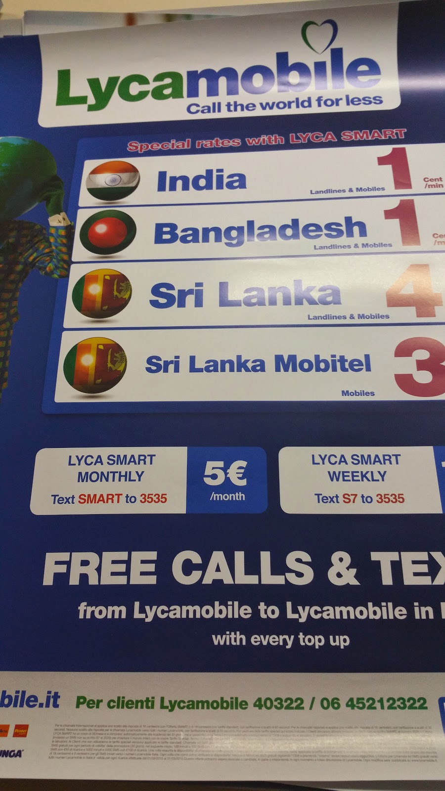 Lycamobile per chiamare a 1 cent in India, Bangladesh, Sri Lanka