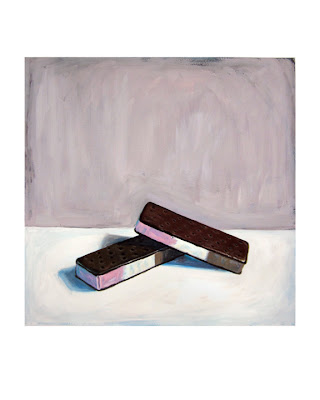 still life painting of two ice cream sandwhiches