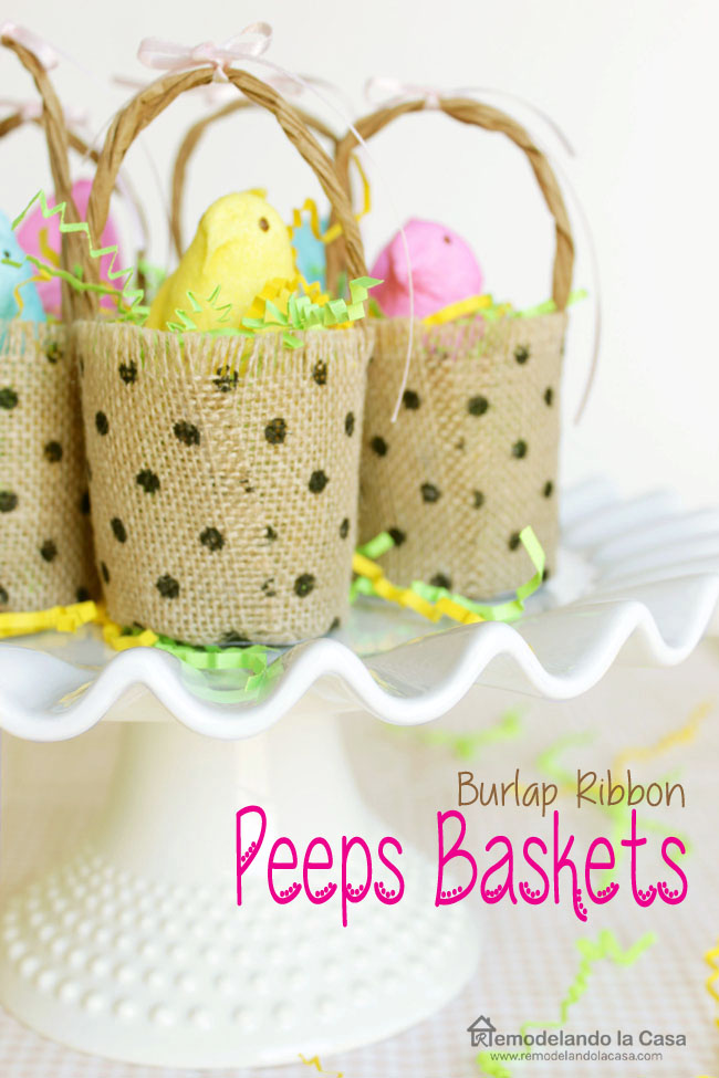 How to make little baskets out of burlap ribbon