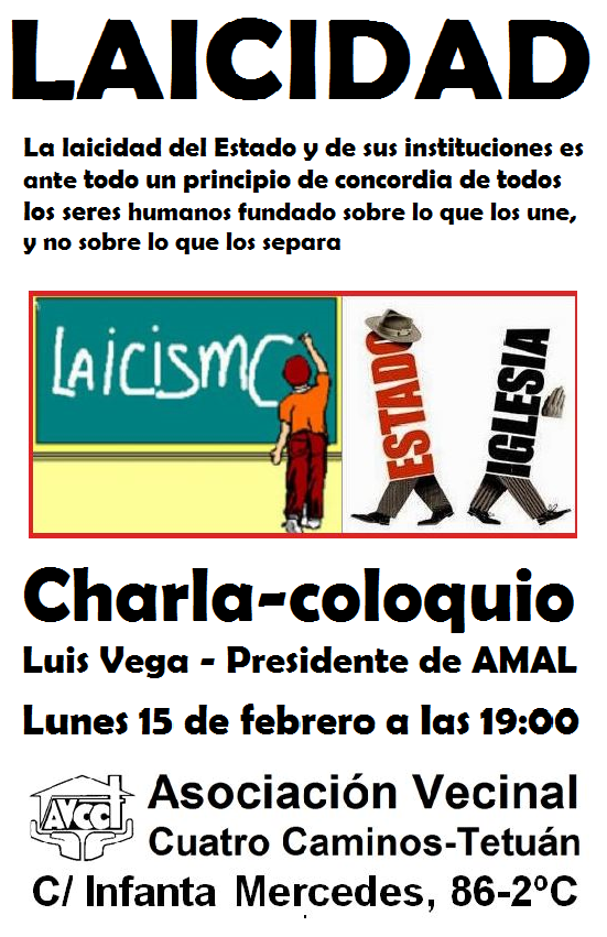 15 febrero Laicidad Charla coloquio