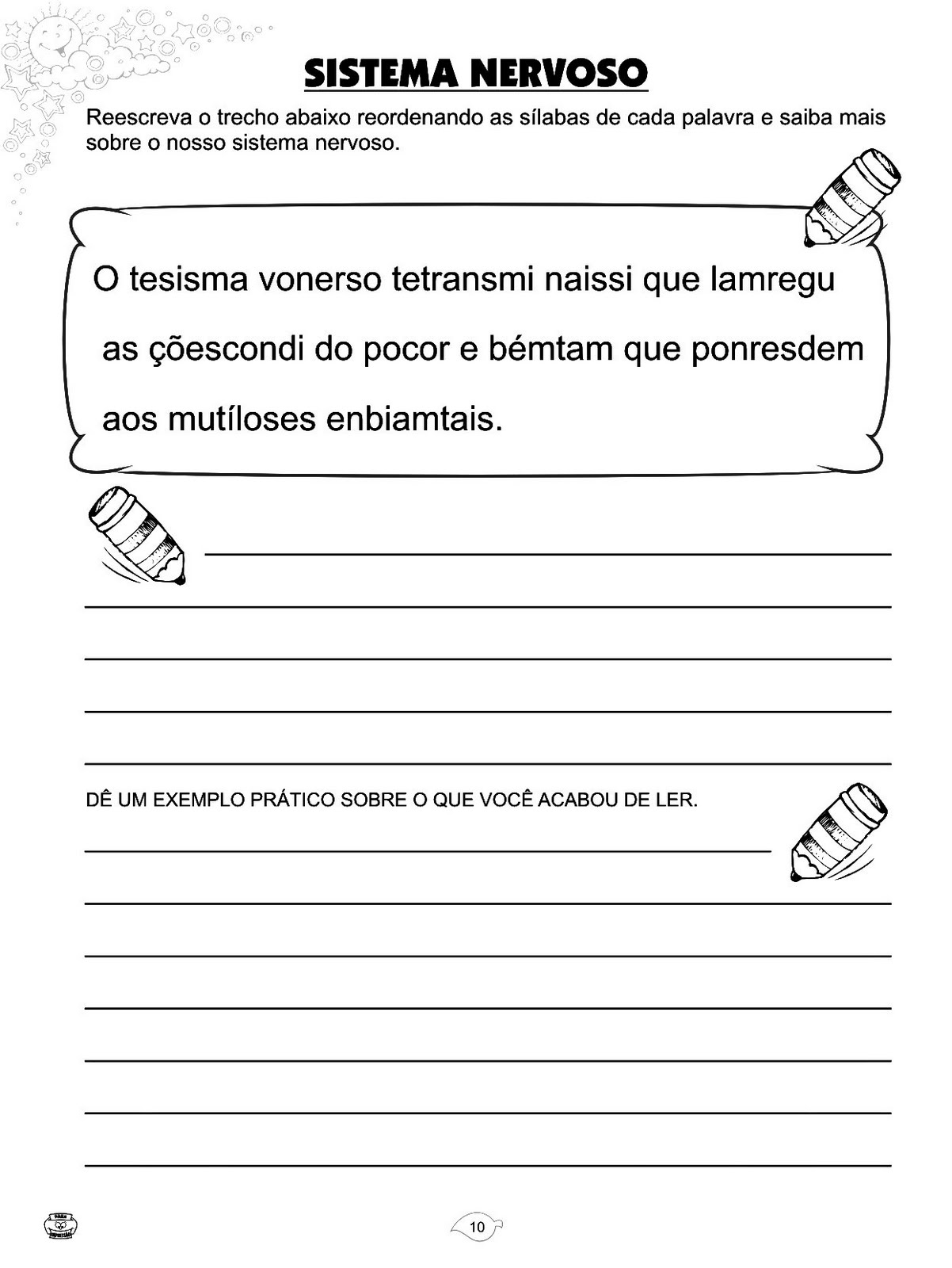Sistema Nervoso 6 Ano Exercicios EDUCA