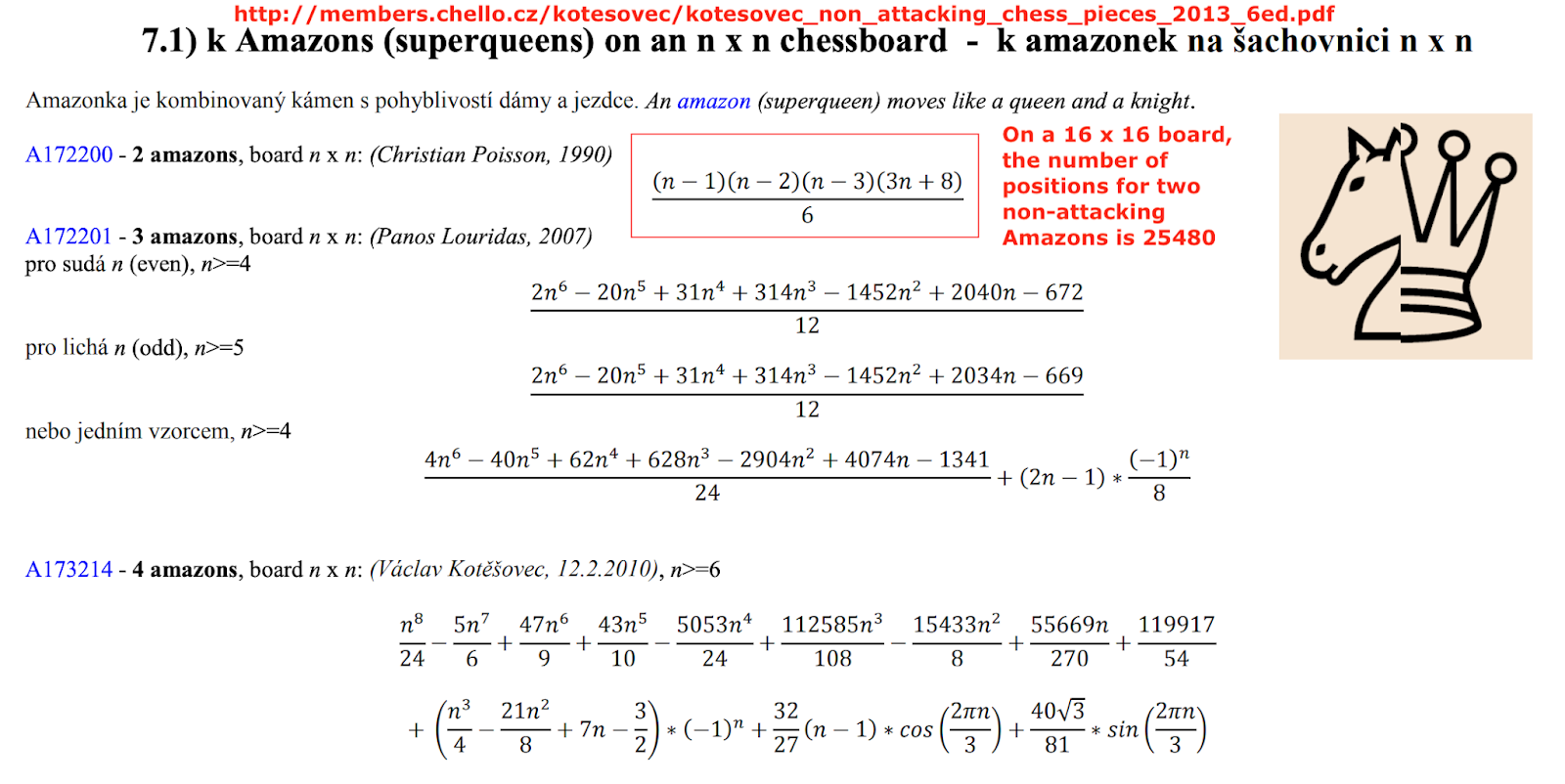 Mathematical Meanderings The Mathematics of Chess