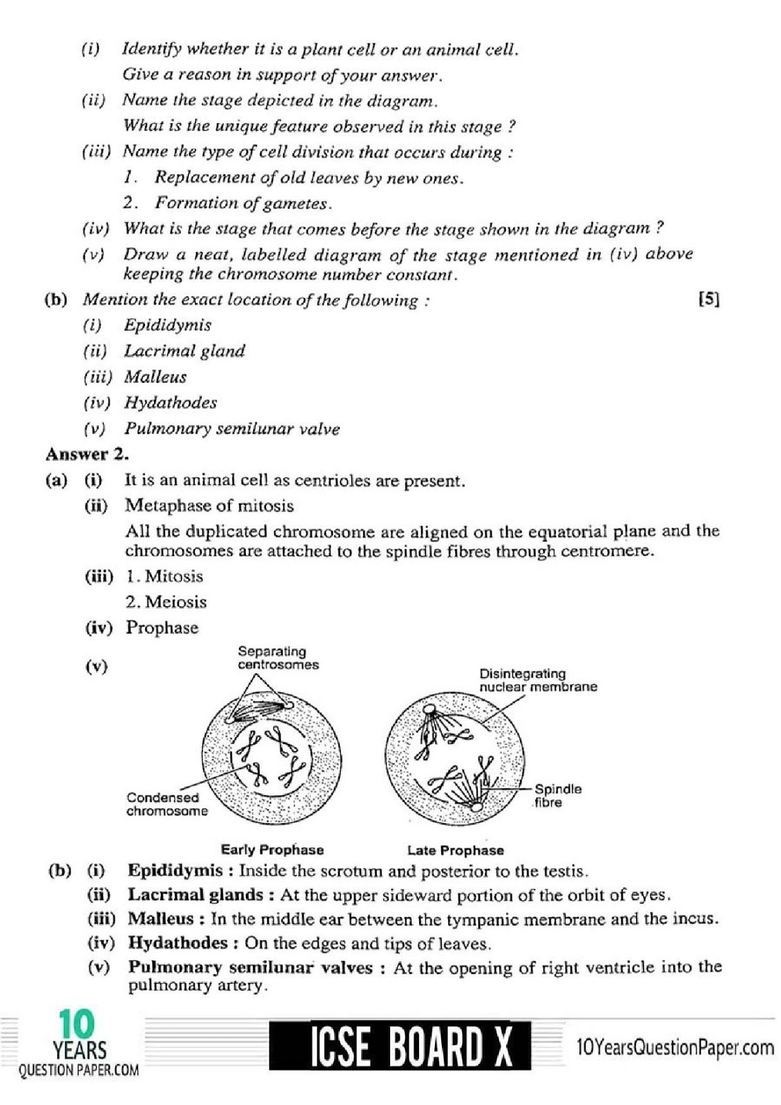 2018 Biology Class 10 ICSE Question Paper Answer ICSE Biology Solved Question Paper 2018
