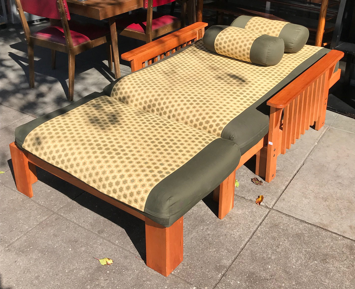 UHURU FURNITURE & COLLECTIBLES SOLD 25732 Mission Cherry 46” Wide Futon Chair with Ottoman