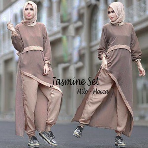 Gamis Syar'i Cantik Jasmine Set Mint Abu - putrigamisshop Gamis-Syar'i-Cantik-Jasmine-Set-Mint-Abu