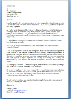 sample cover letter for job application