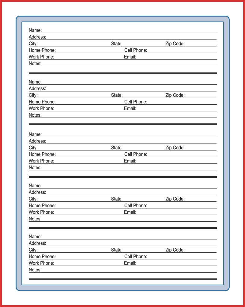 Address Book Template 1