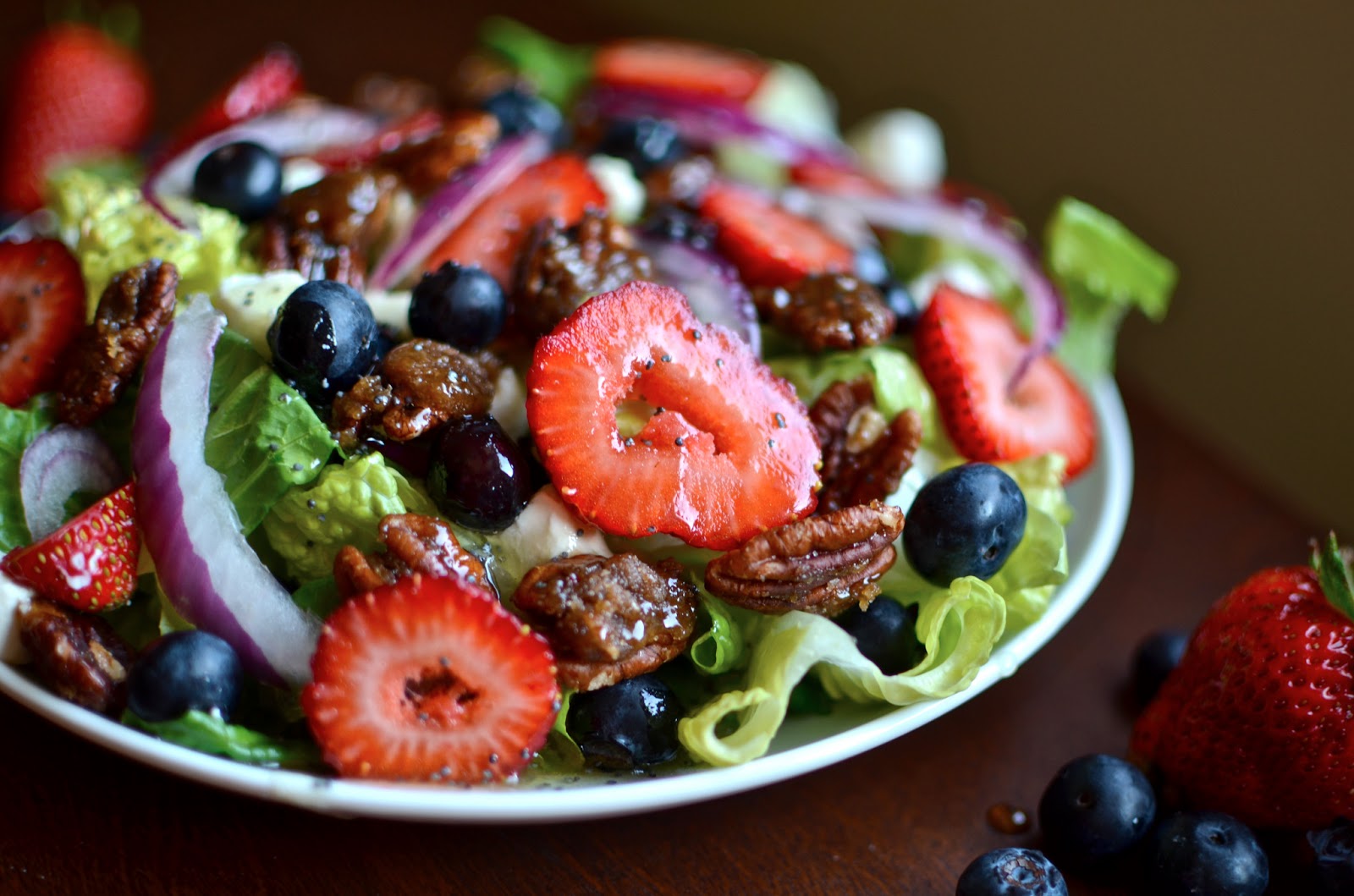Yammie's Noshery Candied Pecan Berry Salad with Cream Cheese and Poppy