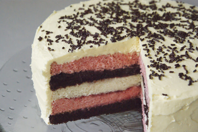 Neopolitan Cake With Chocolate Ganache Neopolitan Cake With Chocolate Ganache
