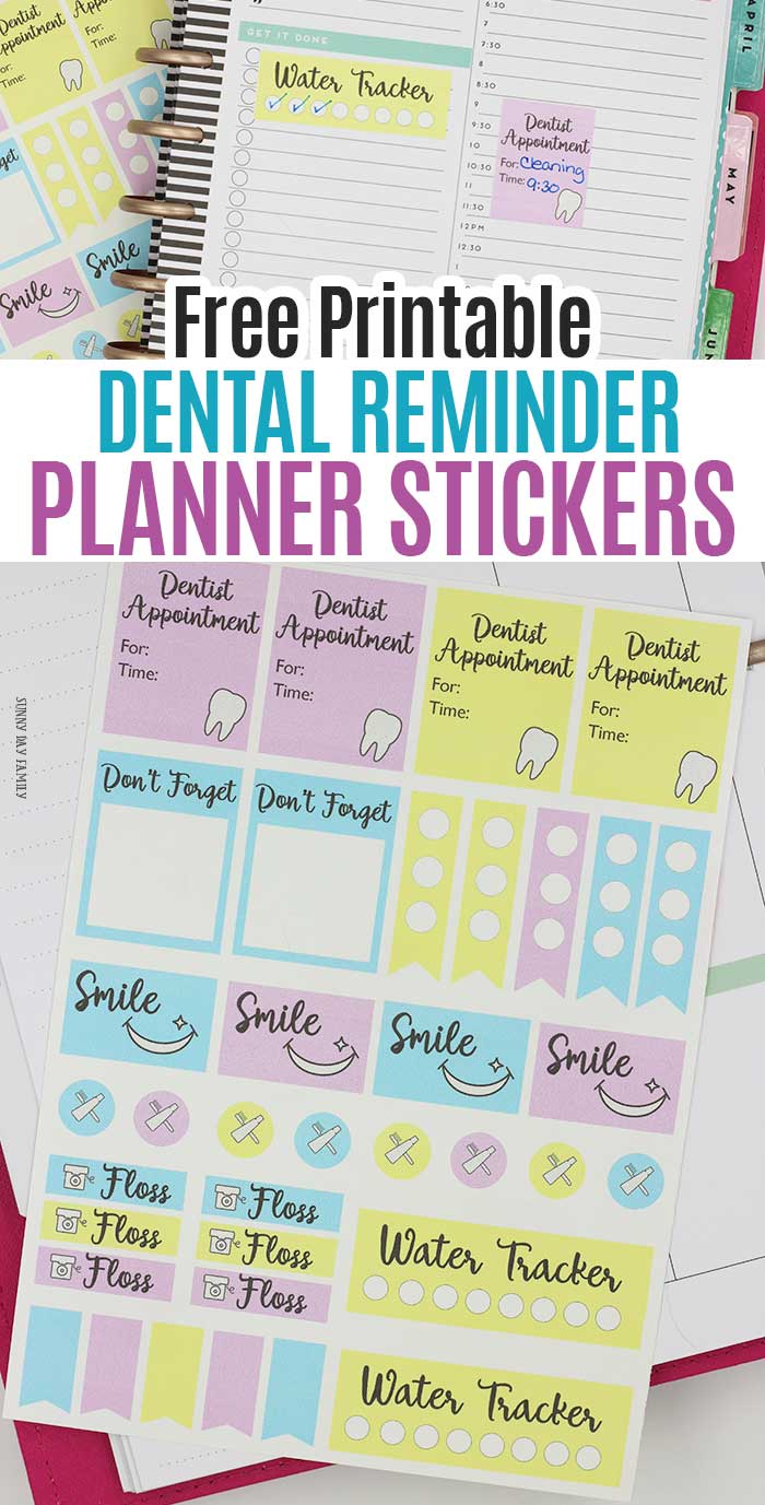 Free Printable Dental Reminder Planner Stickers Sunny Day Family