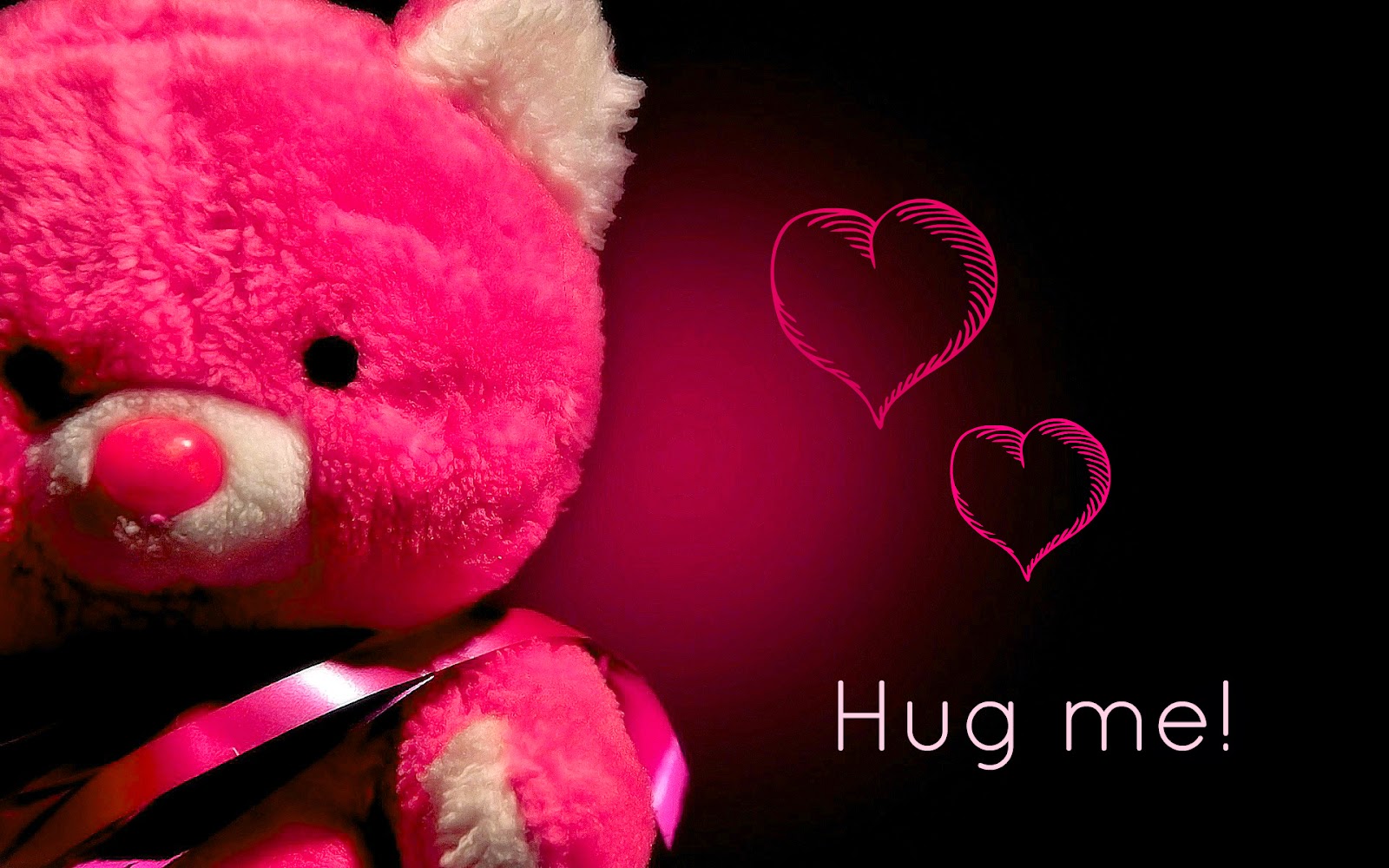 Roze teddybeer en hartjes HD achtergrond met roze teddybeer