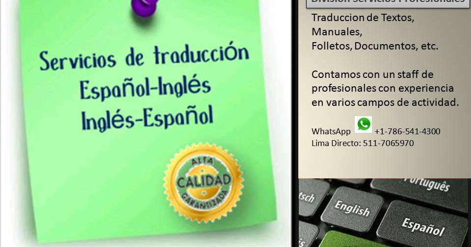Traducciones, Interpretacion y Edicion de Textos del Ingles al Español
