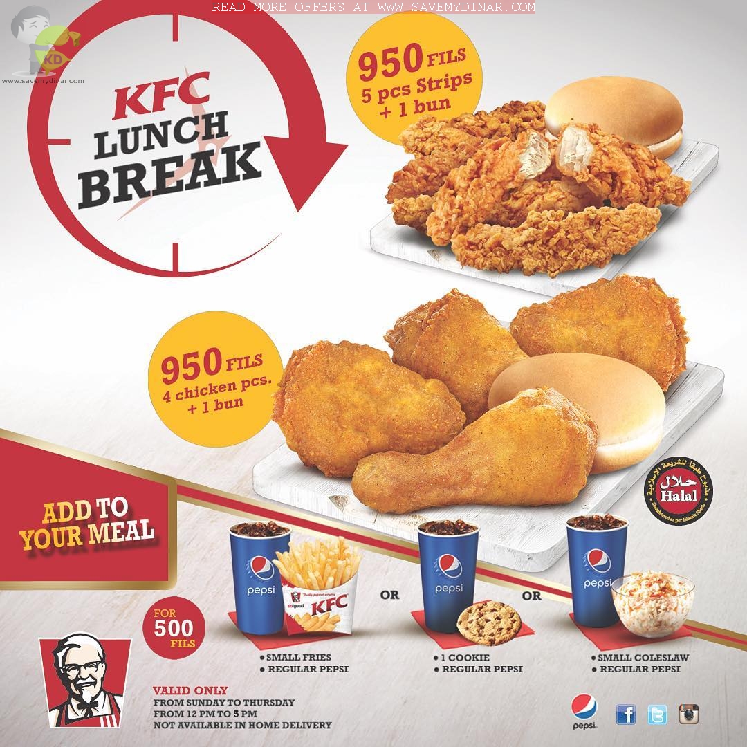 KFC Kuwait KFC Lunch Break is Back SaveMyDinar Offers, Deals
