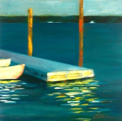 water painting reflection oil abstract janet bludau fine docked