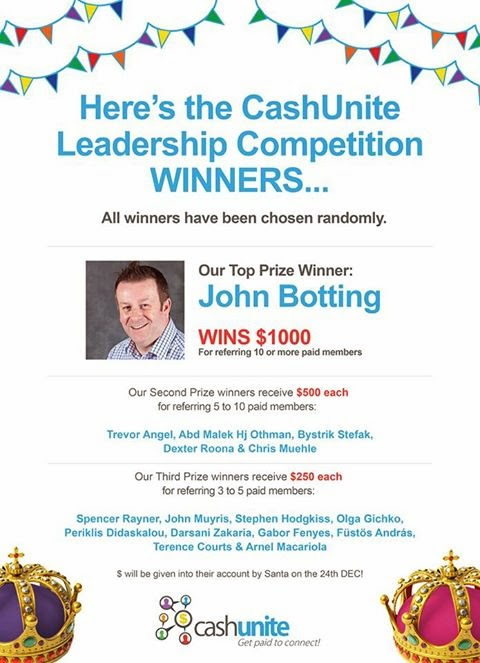 Cash Unite pays 1000 dollars to John Botting