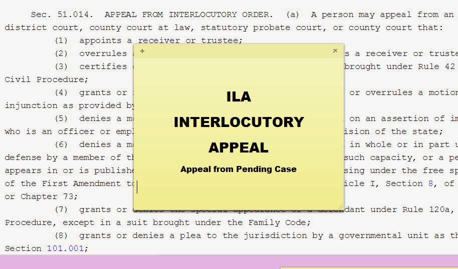 Tex.App. What is an Interlocutory Appeal?