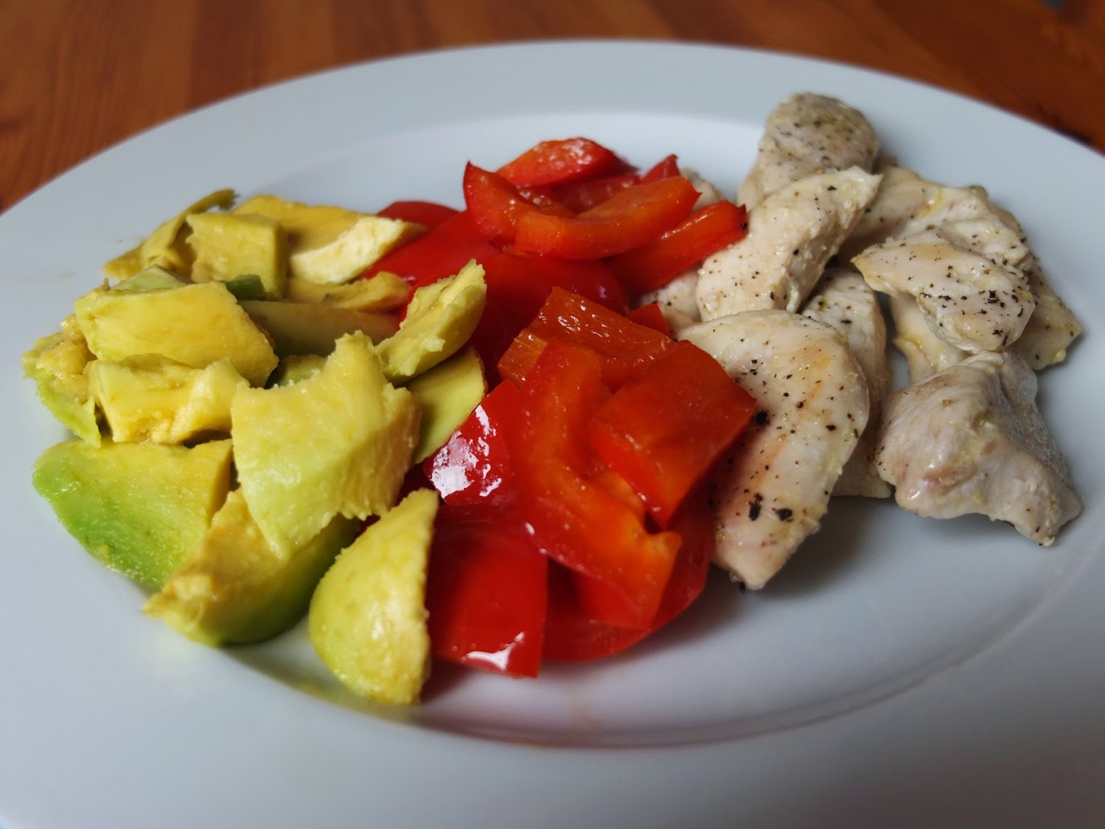Hähnchen-Avocado Salat mit Paprika und einem frischen Joghurt-Dressing