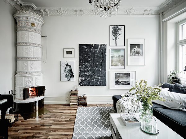 my scandinavian home: An elegant Swedish space with a crackling fire