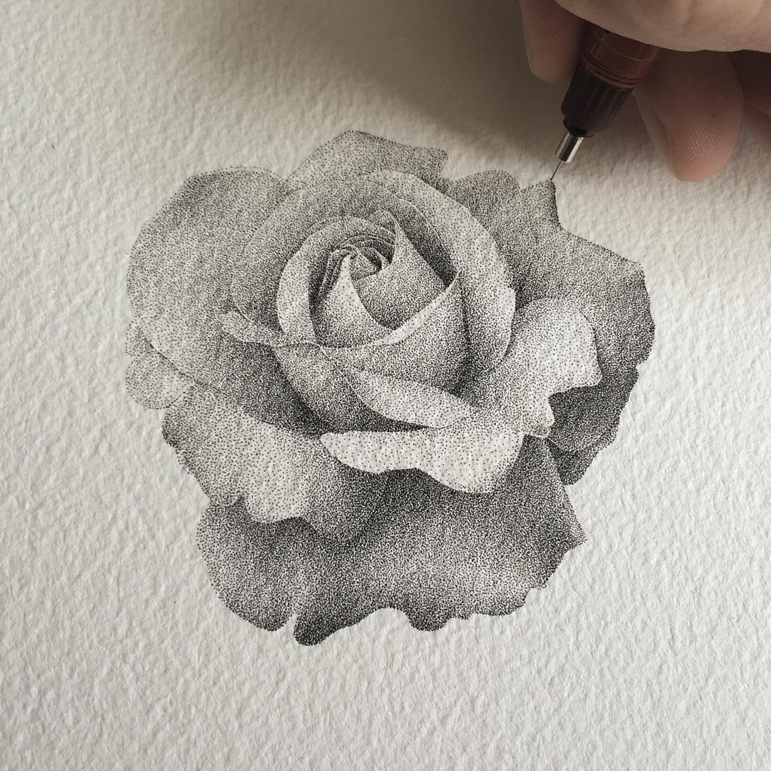 11-Tiny-Flowers-Xavier-Casalta-Black-and-White-Stippling-Flower-Drawings-www-designstack-co