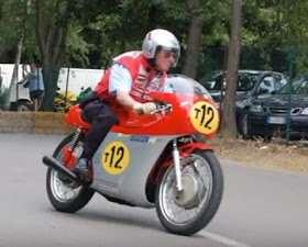 Even at the age of 71, pictured here riding in a MV Agusta reunion event, Ubbiali had not lost his skills