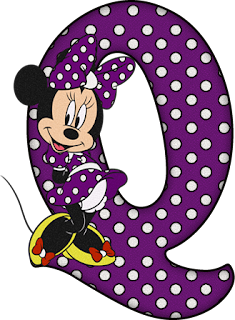 Abecedario de Minnie en Morado con Lunares Blancos. Minnie Alphabet in Purple with White Polka Dots.