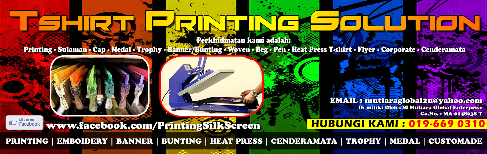 Tshirt Printing/Silkscreen/Sulaman/Banner/Cenderamata/Heat Press