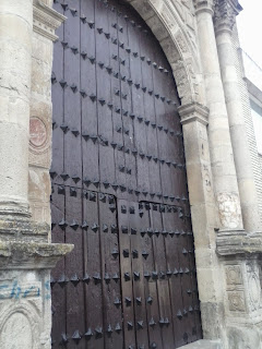 old wooden church door, Martos, Jaen,Spain