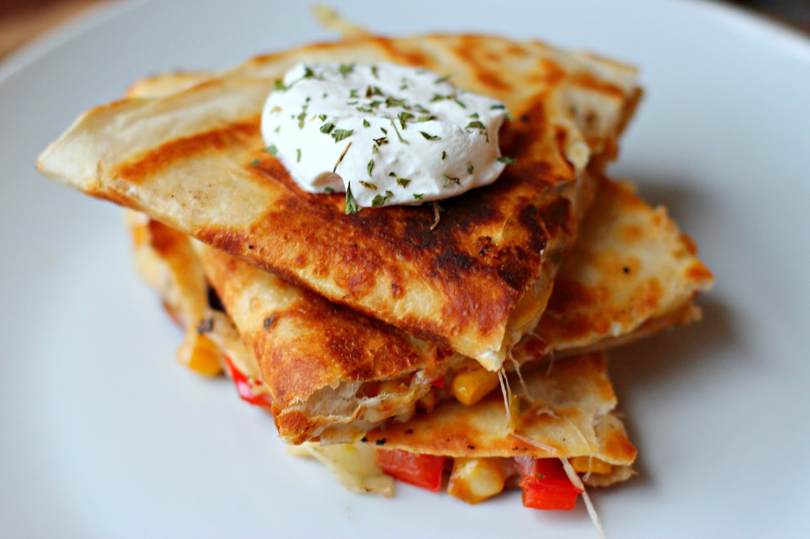 A Seasoned Greeting Red Pepper and Corn Quesadilla
